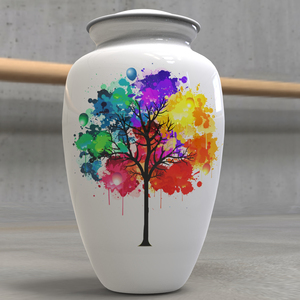 Árbol con hojas de colores Art Print Urna de cremación para adultos que incluye bolsa de terciopelo gratis - Product Image 1