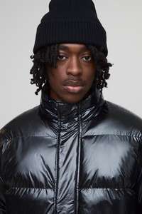 Veste matelassée noire brillante pour hommes, manteau d'hiver matelassé chaud et brillant, léger, coupe-vent, vêtements d'extérieur à la mode - Product Image 3