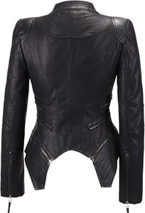 เสื้อแจ็คเก็ตบอมเบอร์หนังเทียมทรงสวย ระบายอากาศได้ดี ลายเรียบ สำหรับผู้หญิง ใส่ได้ทุกฤดู ทั้งฤดูใบไม้ร่วง ฤดูหนาว - Product Image 5