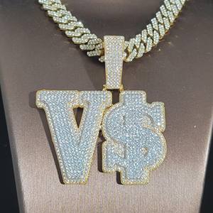 Pendentifs et breloques en diamant VVS, testés au diamant, plaqués or, style hip-hop, lettres personnalisées, bijoux fins pour hommes - Product Image 5