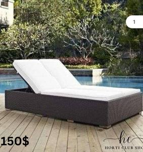 Mobilier de jardin Piscine Pliable Ronde Rotin Chaise longue d'extérieur Chaise longue de plage Coussin de lit inclinable pour Park Hotel - Product Image 2
