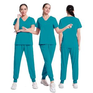 Mono médico de talla grande personalizado para mujeres enfermeras cuello mandarín Jogger Spandex elástico Scrub enfermera uniformes conjuntos para mujeres - Product Image 2