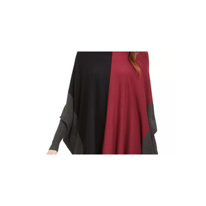 Maglione Poncho a Collo Alto Colorblock da Donna Alfani, Taglia Media, Rosso Scuro, per la Stagione Autunnale - Product Image 2