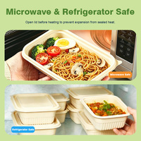 Boîte à lunch rectangulaire jetable en amidon de maïs biodégradable, emballage alimentaire écologique de qualité alimentaire pour plats à emporter