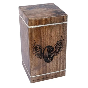 Urnes funéraires en bois de hêtre pour cendres humaines Adulte Grande urne funéraire en bois pour columbarium-(Aile d'ange-T, 250 pouces cubes) - Product Image 1