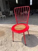 70er Jahre Vintage Retro Mid Century Shabby Chic Esszimmers tuhl Schöne hölzerne Sprossen im roten Landhausstil von Retro Chair