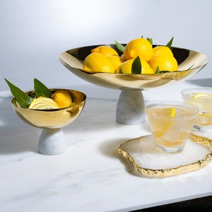 Bol à fruits élégant en métal et marbre Vaisselle de luxe moderne de forme ronde Bol à nourriture décoratif de l'Inde pour les événements de mariage - Product Image 2