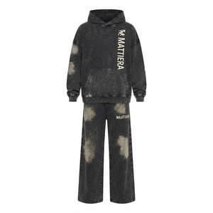 Conjunto de Sudadera Oversize Lavada Personalizada y Pantalones Anchos de Felpa para Mujer, Chándal de Algodón Estilo Urbano OEM ODM - Product Image 4