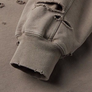 Usine en gros de haute qualité hiver pull Logo personnalisé 80% coton élégant athlétique hommes en détresse sweats à capuche - Product Image 4