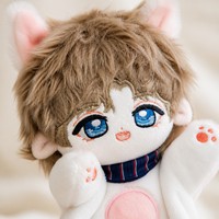 Peluche personnalisée mignonne en forme d'oreilles de chat, jouet en coton doux, col rayé marine, cadeau de collection