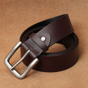 Cinturón de Cuero Genuino de Alta Calidad para Hombre, Diseño Sólido, Ecológico, Duradero, Informal, Formal, de Negocios, con Hebilla de Aleación - Product Image 5