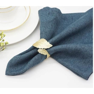 Anneaux de serviette en métal doré avec design feuille en métal Anneaux de serviette en métal Porte-mouchoirs Accessoires de serviette pour mariage - Product Image 4