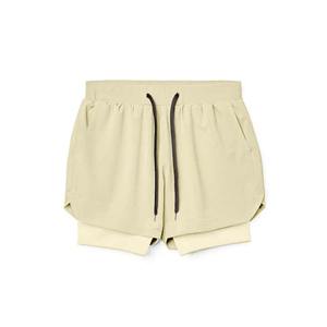 Taille haute hommes 2-en-1 couches Gym Shorts respirant avec Logo personnalisé sport piste entraînement poches High Street Style plaine teint - Product Image 5