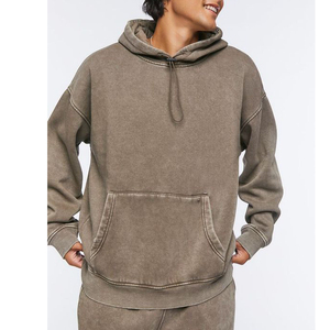 Sudadera con capucha de gran tamaño para hombre con aspecto de lavado ácido Sudadera con capucha de algodón pesado Sudadera vintage con aspecto de lavado holgado con bolsillos - Product Image 3