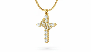 Pendentif croix en or diamanté étincelant, or 18 carats avec diamants naturels, bijoux fins minimalistes, cadeau pour femmes pour les fêtes - Product Image 4