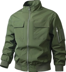 Chaqueta cortavientos delgada de otoño para hombre, diseño de ganchillo a la moda con cierre de cremallera, técnica lavada para ropa de invierno - Product Image 3