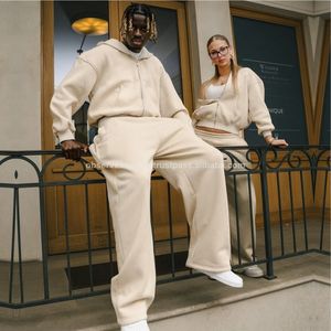 Survêtements de jogging unisexes en coton épais d'hiver respirant à séchage rapide avec logo imprimé à l'écran, fermeture éclair, sweat-shirt surdimensionné - Product Image 3