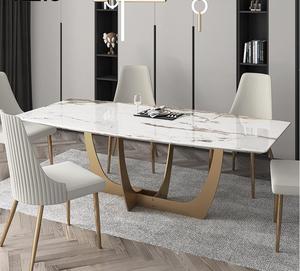 Juego de Mesa de Comedor Rectangular de Estilo Nórdico, Moderno, Sencillo, Italiano, de Lujo, con Patas Estables de Acero Inoxidable para el Hogar - Product Image 2