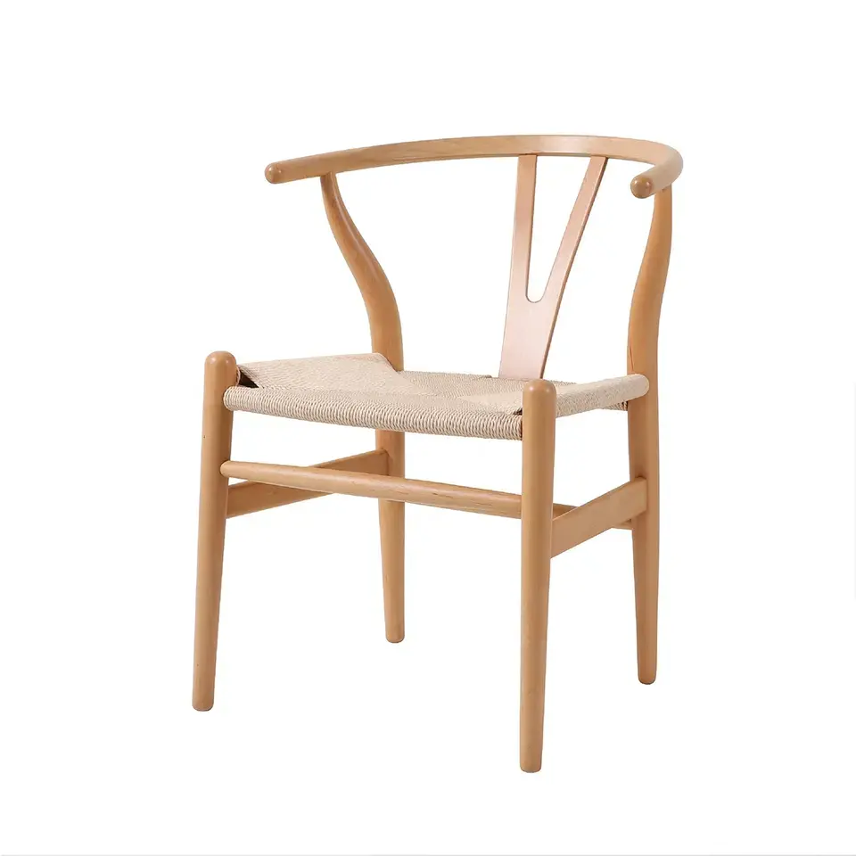 Cadeira de madeira sólida, cadeira de madeira sólida com design de wishbone, cadeira de jantar ao ar livre, sala de jantar, móveis para casa