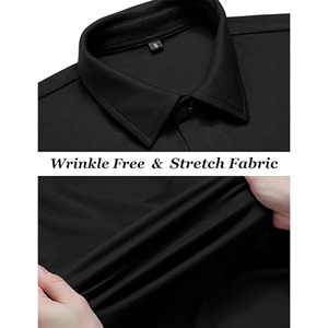 Camisa de trabajo de sarga de media manga para hombre, cierre de botón, diseño informal de negocios transpirable, bordado personalizado para uniformes de oficina a granel - Product Image 6