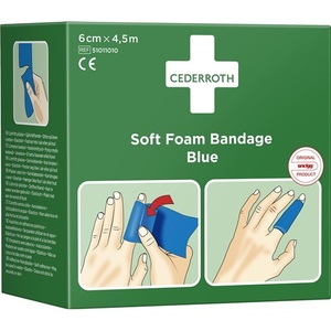 CEDERROTH Venda Elástica Autoadhesiva de Espuma Azul 6 cm x 4.5 m Rollo Suave - Product Image 3