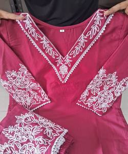 Ensemble coordonné en coton slub brodé FANCY TESLA, pour un usage quotidien, séchage rapide, en stock, multicolores, prix de gros, vêtement ethnique - Product Image 2