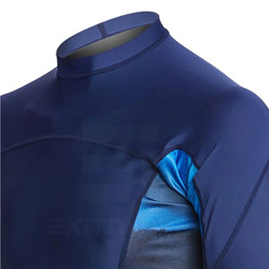 Chemise de compression à manches longues pour homme, protection UV UPF 50, surf, plongée, natation, BJJ, MMA, spandex, nylon, bleu marine, logo personnalisé - Product Image 5