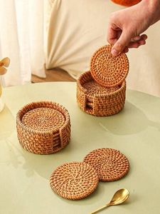100% tapis de tasse en rotin fait à la main prix de gros dessous de verre de vaisselle écologique pour le thé 99 données d'or - Product Image 4
