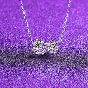 Collar de Moda con Colgante de Moissanita Toi Et Moi, Corte Brillante VVS, 0.75 CT, Plata de Ley 925, para Compromiso o Cumpleaños - Product Image 4