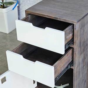 Stainless Steel Desk Side Cabinet 40x60x73cm Rubber Wood Office Organizer TCN68052 for Living Room Use - Product Image 3