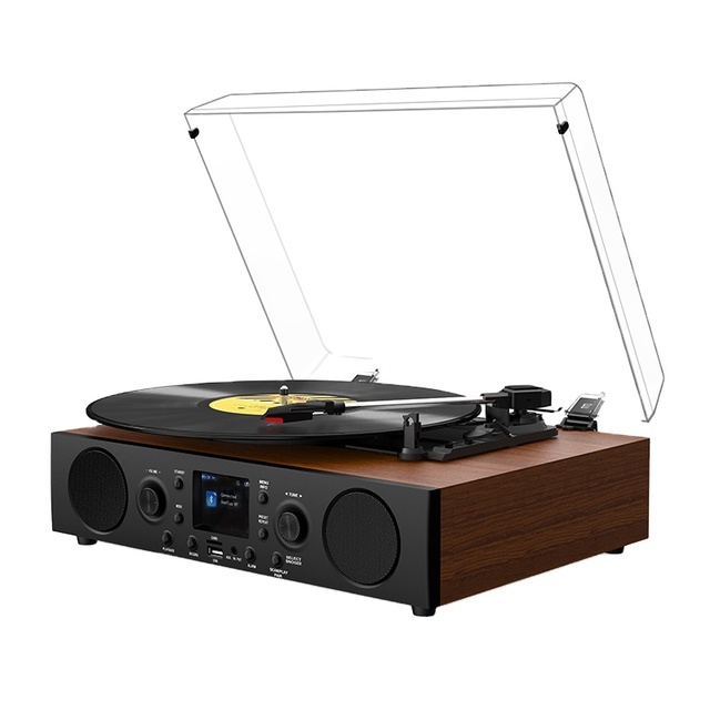 Bluetooth DAB Radio Turntable Player With LCD Display and Three Vinyl Player Portable Speaker Player New Product With FM Radio