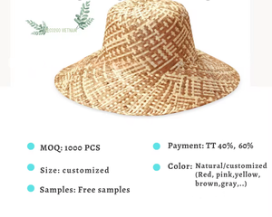 Sombrero de Paja de Verano Eco2go Vietnam, Unisex, Estilo Floppy con Estampado de Flores y Lazo, Ideal para Viajar - Product Image 5