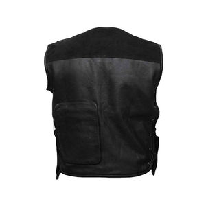 Chaleco de cuero genuino para hombre con protección corporal sin mangas con cremalleras largas transpirables y múltiples bolsillos para invierno a bajo precio - Product Image 2