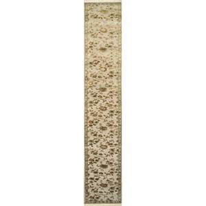 Tapis en laine et soie noué à la main Aurora Ivory NRA-31 avec motif brodé - Product Image 1