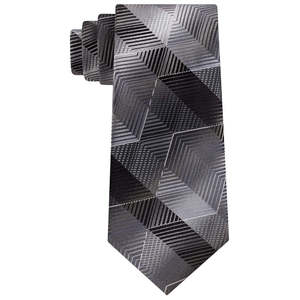 Cravatta Classica da Uomo Van Heusen a Righe Zig-Zag Nera con Stampa Floreale, Taglia Regolare, Logo Personalizzato, Realizzata in Poliestere, Confezionata in Scatola Regalo - Product Image 1