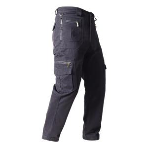 Pantalon de survêtement noir, multi-poches, ripstop, imperméable, 100% coton, taille élastique, résistant à l'usure, pour l'hiver, entraînement, pêche, travail - Product Image 3