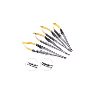 Soporte de aguja de acero inoxidable de mandíbula dentada pesada Premium instrumento quirúrgico oftálmico para sutura de precisión Manual MOL seguridad - Product Image 1