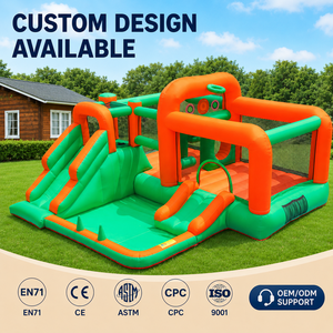 Castello Gonfiabile Multifunzione in Tessuto Oxford con Doppio Scivolo e Gioco di Lancio Palline per Feste in Giardino per Bambini OEM - Product Image 1