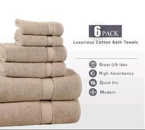 ชุดผ้าขนหนูอาบน้ำ6ชิ้นแบบกำหนดเองผ้าขนหนูเช็ดหน้าและมือชุดผ้าฝ้าย100% สำหรับอาบน้ำแหวนพันรอบเป็นชุดของขวัญ - Product Image 5