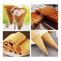 Machine industrielle automatique à rouleaux de pâte, gaufres, crêpes de maïs et cornets de crème glacée avec moteur