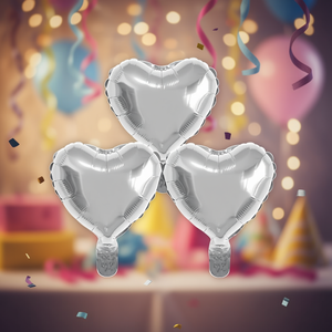 <b>Silver</b> Heart Foil <b>Balloons</b> 10in Party Decorations 12 pcs Bag - Product Image 3