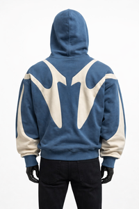 Sudadera con capucha extragrande para hombre, con bloques de color y cremallera completa, estilo urbano, con paneles en contraste, de forro polar grueso y mezcla de algodón. - Product Image 5