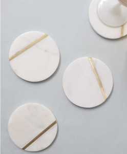 Sous-verres de luxe en marbre naturel avec incrustation de copeaux de laiton – Napperons et dessous-de-plat élégants pour la maison, la cuisine et la restauration - Product Image 2