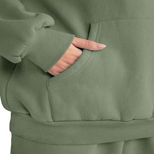 Nuevo estilo, chándal sólido con capucha para mujer, forro polar de ajuste Regular, secado rápido, transpirable, 100% algodón, gimnasio, ropa de Fitness, fábrica - Product Image 4