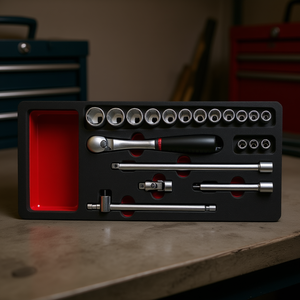 20-Piece Bi-Colour Foam Module Usag <b>Sockets</b> and <b>Ratchet</b> Assortment for Tool Organization and Convenience - Product Image 2