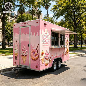 Pink Fiberglass Food Trailer <b>Towable</b> Mobile Coffee Truck Round Concession Cart for Street Cafe Catering - Product Image 5