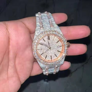 <b>Men's</b> Premium Moissanite Diamond <b>Watch</b> Fully Iced Bling Timepiece Luxury Hip Hop Design Stainless Steel Strap Quartz 5mm - Product Image 1