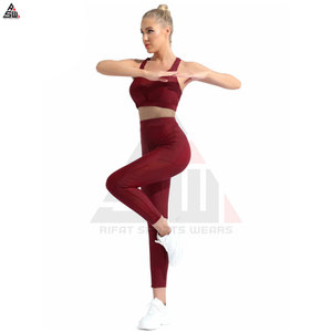 Service OEM Fabricant Vêtements de Yoga pour Femmes Ensemble 2 Pièces Professionnel Personnalisé Grande Taille Uni Spandex/Polyester Taille Haute - Product Image 2