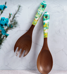 Cuchara de madera y resina Utensilios de madera altamente pulidos Accesorios de cocina Cubiertos Juego de cucharas Mejor precio - Product Image 1