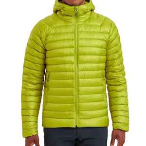 Chaqueta acolchada ultraligera de invierno para hombre con capucha fija Logo frontal bolsa para senderismo al aire libre y mochilero - Product Image 1